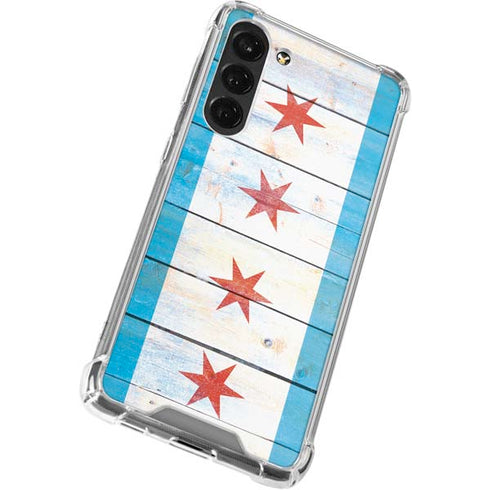 Chicago Flag Light Wood Galaxy S24 FE Clear Case